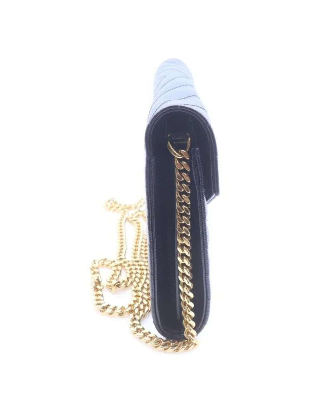 ★SOLD★ Saint Laurent Paris Envelope Chain Wallet Black Leather - Picture 3 of 6